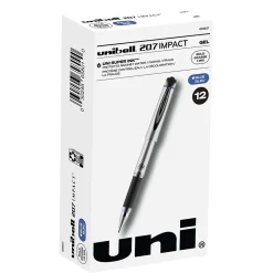 Pens|uni-ball 207 Impact Gel Pens, Bold Point, Blue Ink, 12/Pack (65801)