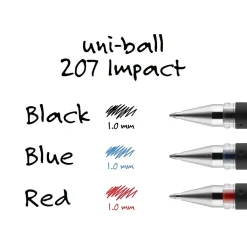Pens|uni-ball 207 Impact Gel Pens, Bold Point, Red Ink, Dozen (65802)