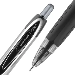 Pens|uni-ball uniball 207 Needle Retractable Gel Pens, Medium Point, 0.7mm, Black Ink, 4/Pack (1738430)