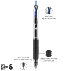Pens|uni-ball uniball 207 Needle Retractable Gel Pens, Medium Point, 0.7mm, Blue Ink, Dozen (1736098)