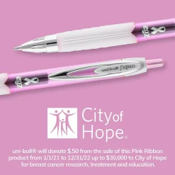 Pens|uni-ball uniball 207 Pink Ribbon Retractable Gel Pens, Medium Point, 0.7mm, Black Ink, 36/Pack (2003896)