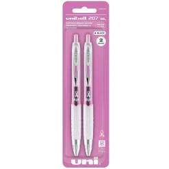 Pens|uni-ball uniball 207 Pink Ribbon Retractable Gel Pens, Medium Point, 0.7mm, Black, 2/Pack (1745148)