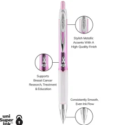 Pens|uni-ball uniball 207 Pink Ribbon Retractable Gel Pens, Medium Point, 0.7mm, Black, 2/Pack (1745148)