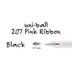Pens|uni-ball uniball 207 Pink Ribbon Retractable Gel Pens, Medium Point, 0.7mm, Black, 2/Pack (1745148)