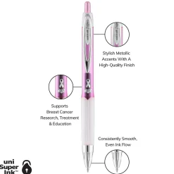Pens|uni-ball uniball 207 Pink Ribbon Retractable Gel Pens, Medium Point, 0.7mm, Black, 2/Pack (1745148)