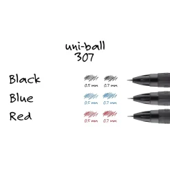 Pens|uni-ball uniball 307 Retractable Gel Pens, Medium Point, 0.7mm, Blue Ink, 3/Pack (1927593)