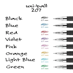 Pens|uni-ball 207 Retractable Gel Pens, Medium Point, 0.7mm, Assorted Ink, 5/Pack (1960307)