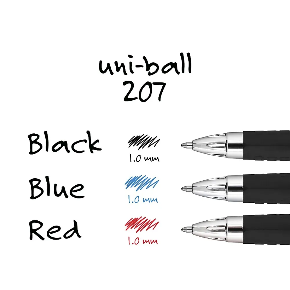 Pens|uni-ball uniball 207 Retractable Gel Pens, Bold Point, 1.0mm, Black Ink, 12/Pack (1790895)