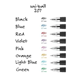 Pens|uni-ball 207 Retractable Gel Pens, Medium Point, 0.7mm, Black Ink, Dozen (33950)
