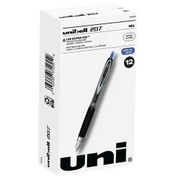 Pens|uni-ball uniball 207 Retractable Gel Pens, Micro Point, 0.5mm, Blue Ink, 12/Pack (61256)
