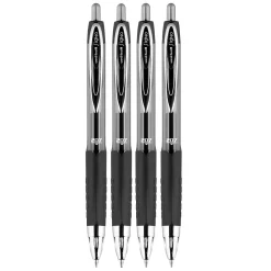 Pens|uni-ball 207 Retractable Gel Pens, Micro Point, Black Ink, 4/Pack (61270)