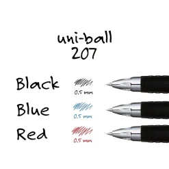 Pens|uni-ball 207 Retractable Gel Pens, Micro Point, Black Ink, 4/Pack (61270)