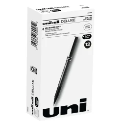 Pens|uni-ball Deluxe Rollerball Pens, Micro Point, Black Ink, 12/Pack (60025)