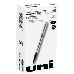 Pens|uni-ball Deluxe Rollerball Pens, Fine Point, Black Ink, 12/Pack (60052)