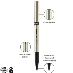 Pens|uni-ball Deluxe Rollerball Pens, Fine Point, Black Ink, 12/Pack (60052)