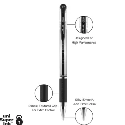Pens|uni-ball uniball Gel Grip Gel Pens, Medium Point, 0.7mm, Black Ink (65450)