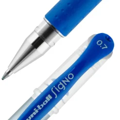 Pens|uni-ball uniball Gel Grip Gel Pens, Medium Point, 0.7mm, Blue Ink, 12/Pack (65451)