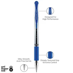 Pens|uni-ball uniball Gel Grip Gel Pens, Medium Point, 0.7mm, Blue Ink, 12/Pack (65451)