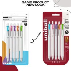 Pens|uni-ball one Retractable Gel Pen, Medium Point, 0.7mm, Assorted Ink, 5/Pack (70381)