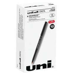 Pens|uni-ball uniball Onyx Rollerball Pen, Fine Point, 0.7mm, Red Ink, Dozen (60144)
