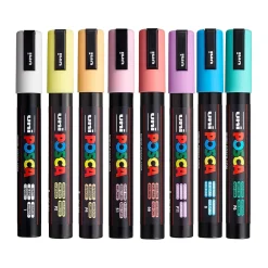 Markers|uni-ball Posca PC-5M Paint Markers, Bullet Tip, Assorted Colors, 8/Pack (PC5M8CSOFTCOLORS)
