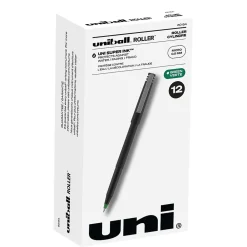 Pens|Uni ball Roller Pen, Micro Point, 0.5mm, Green Ink, Dozen (60154)