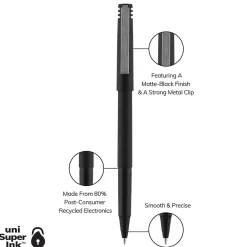 Pens|uni-ball uniball Roller Rollerball Pens, Micro Point, 0.5mm, Black Ink (60151)