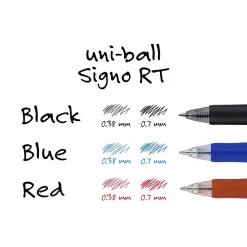 Pens|uni-ball uniball Signo RT Gel Pens, Medium Point, 0.7mm, Blue Ink, Dozen (65941)