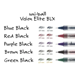Pens|uni-ball Vision Elite Rollerball Pens, Bold Point, Blue-Black Ink, 12/Pack (61232)