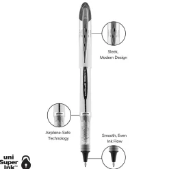 Pens|uni-ball Vision Elite Rollerball Pen, Bold Point, 0.8mm, Black Ink, 4/Pack (67180)