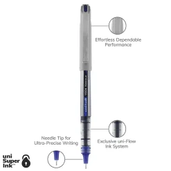 Pens|uni-ball uniball Vision Needle Rollerball Pens, Fine Point, 0.7mm, Blue Ink, Dozen (1734904)