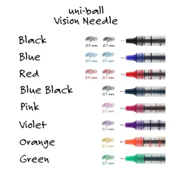 Pens|uni-ball uniball Vision Needle Rollerball Pens, Micro Point, 0.5mm, Blue Ink, 12/Pack (1734919)