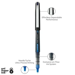 Pens|uni-ball uniball Vision Needle Rollerball Pens, Micro Point, 0.5mm, Blue Ink, 12/Pack (1734919)
