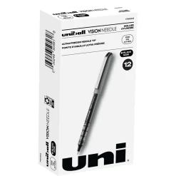 Pens|uni-ball uniball Vision Needle Rollerball Pens, Fine Point, 0.7mm, Black Ink, Dozen (1734903)