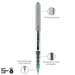 Pens|uni-ball Vision Roller Ball Pen, Fine Point, 0.7mm, Green Ink, 12/Pack (60386)