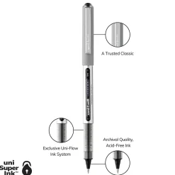 Pens|uni-ball Vision Rollerball Pens, Fine Point, 0.7mm, Black Ink, Dozen (60126)