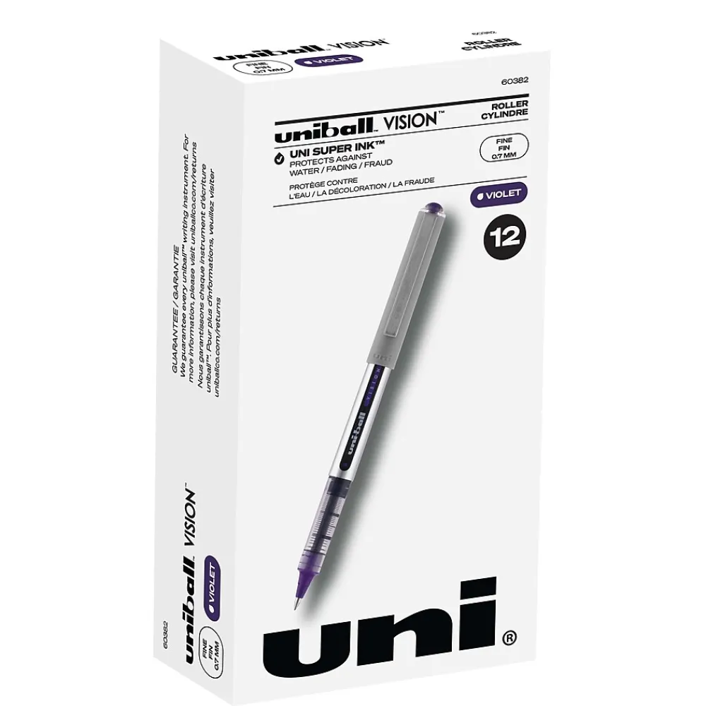 Pens|uni-ball Vision Rollerball Pens, Fine Point, Purple Ink, Dozen (SAN60382)