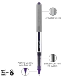 Pens|uni-ball Vision Rollerball Pens, Fine Point, Purple Ink, Dozen (SAN60382)