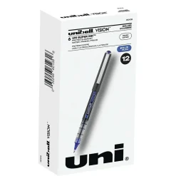 Pens|uni-ball uniball Vision Rollerball Pen, Micro Point, 0.5mm, Blue Ink, Dozen (60108)