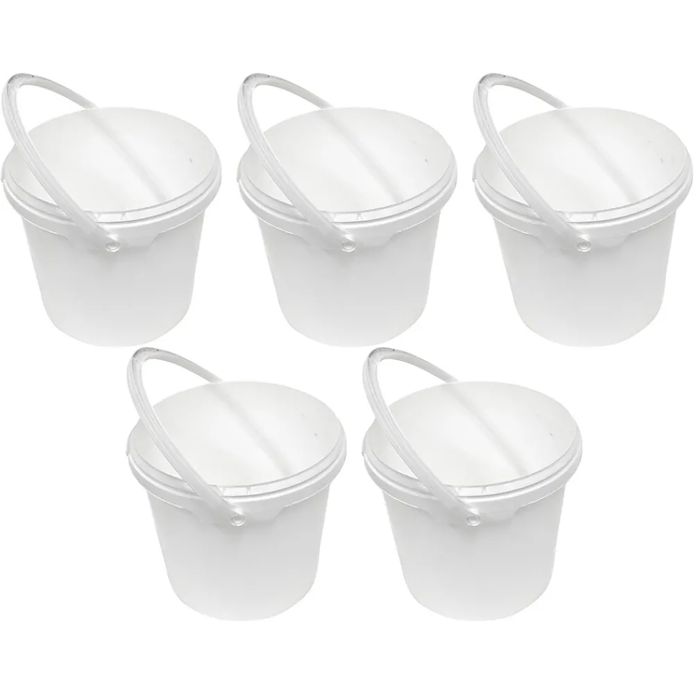 Defender ES Plastic, 5-Liter Capacity Bucket, White, 5/Box (JPWP515T38)<Unimed Clearance