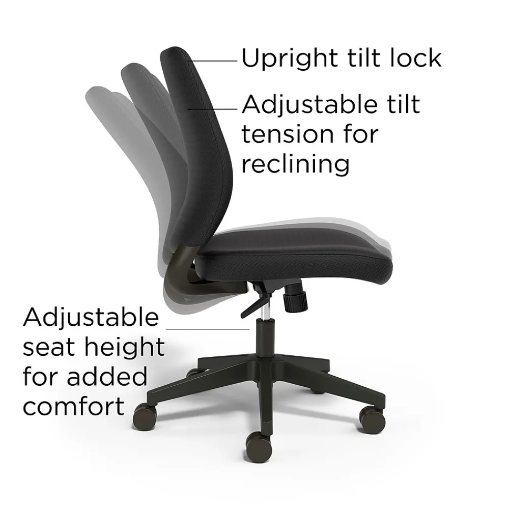 Office Chairs*Union & Scale ™ Essentials™ Ergonomic Armless Fabric Task Chair, Black (UN59382)