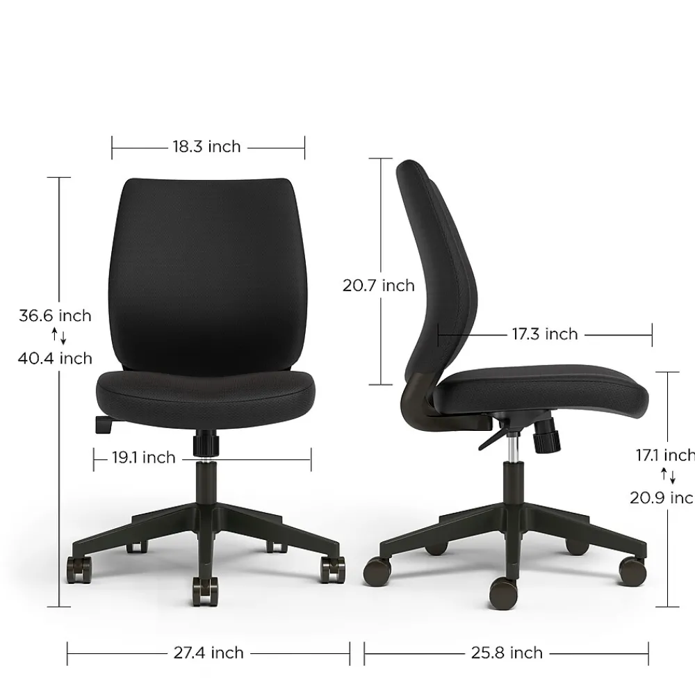 Office Chairs*Union & Scale ™ Essentials™ Ergonomic Armless Fabric Task Chair, Black (UN59382)