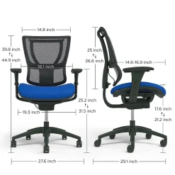 Office Chairs*Union & Scale FlexFit™ Ergonomic Mesh Swivel Task Chair, Blue/Black (UN59413)
