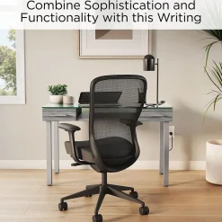 Office Desks*Union & Scale ™ Prestige 47"W Glass Computer and Writing Desk, Gray (UN56948)