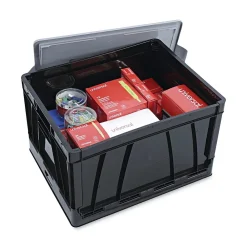 File Storage|Universal Collapsible Crate, 17 1/4 X 14 1/4 X 10 1/2, Black/gray, 2/pack