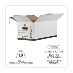 File Storage|Universal Corrugated Boxes, Letter Size, White, 12/Carton (UNV75121)