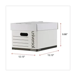 File Storage|Universal Extra-Strength Storage Box, Letter/Legal Size, White, Stacking Strength 1,500 lbs., 12/Ct