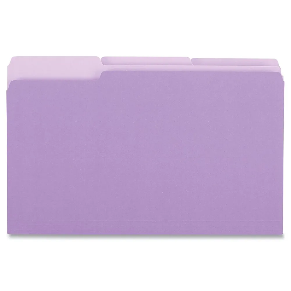 File Folders|Universal File Folder, 3 Tab, Legal Size, Bright Violet, 100/Box (UNV10525)