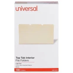 File Folders|Universal File Folder, Legal Size, Manila, 100/Box (UNV15213)