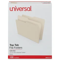 File Folders|Universal File Folder, Letter Size, Manila, 100/Box (UNV12112)